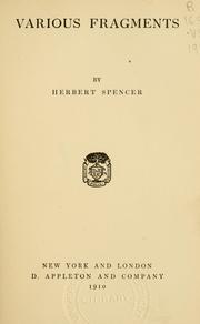 Various fragments by Herbert Spencer