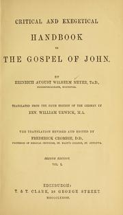 Cover of: Critical and exegetical handbook to the Gospel of John by Meyer, Heinrich August Wilhelm