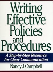 Cover of: Writing effective policies and procedures by Nancy Campbell