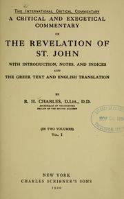 Cover of: A critical and exegetical commentary on the Revelation of St. John by Robert Henry Charles