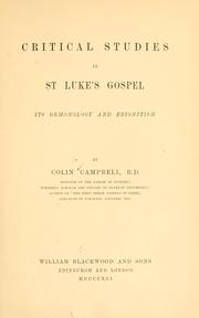 Cover of: Critical studies in St. Luke