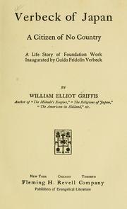 Cover of: Verbeck of Japan by William Elliot Griffis