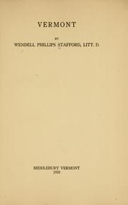 Cover of: Vermont by Stafford, Wendell Phillips