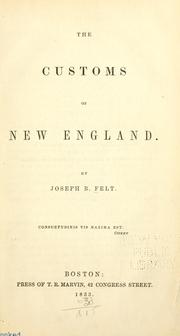 Cover of: customs of New England.