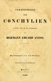 Cover of: Verzeichniss der Conchylien by Hermann Eduard Anton