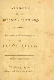 Cover of: Verzeichniss meiner Insecten-Sammlung by Sturm, Jakob