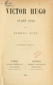Cover of: Victor Hugo avant 1830.