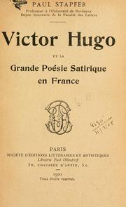 Cover of: Victor Hugo et la grande poésie satirique en France. by Paul Stapfer