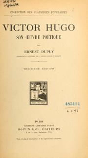 Cover of: Victor Hugo: son oeuvre poétique.