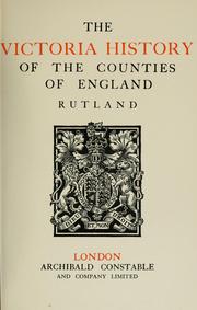 Cover of: The Victoria history of the county of Rutland