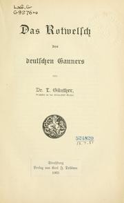 Cover of: Das Rotwelsch des deutschen Gauners. by L. Günther