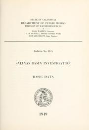Cover of: Salinas Basin investigation