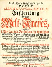 Cover of: Allain Manesson Mallets Beschreibung des gantzen Welt-Kreises