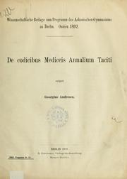 Cover of: De codicibus Mediceis Annalium Taciti. by Georgius Andresen