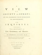 Cover of: view of society in Europe in its progress from rudeness to refinement | Gilbert Stuart