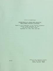Cover of: Department of Labor and Industry Employment Security Division by Montana. Legislature. Office of the Legislative Auditor.