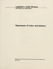 Cover of: Department of Labor and Industry by Montana. Legislature. Legislative Audit Division.