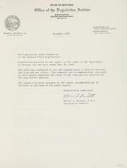 Cover of: Department of Revenue financial statements and recommendations for the fiscal year ended June 30, 1980 by Montana. Legislature. Office of the Legislative Auditor.