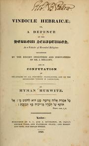 Cover of: Vindiciæ by Hyman Hurwitz