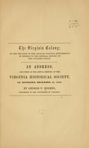 Cover of: Virginia colony