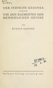 Cover of: Der indische Gedanke by Rudolf Kassner