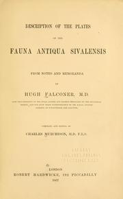 Cover of: Description of the plates of the Fauna antiqua sivalensis