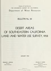 Cover of: Desert areas of southeastern California by California. Dept. of Water Resources.
