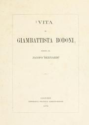 Cover of: Vita di Giambattista Bodoni