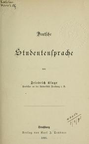 Cover of: Deutsche Studentensprache. by Friedrich Kluge