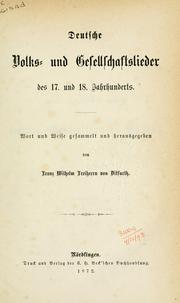 Cover of: Deutsche Volks- und Gesellschaftslieder des 17. und 18. Jahrhunderts.