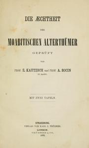 Cover of: Die Aechtheit der moabitischen Alterthümer