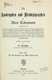 Cover of: Die Apokryphen und Pseudepigraphen des Alten Testaments