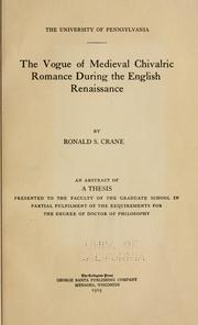 Cover of: The vogue of medieval chivalric romance during the English renaissance