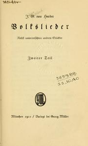 Cover of: Volkslieder by Johann Gottfried Herder