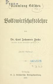 Cover of: Volkswirtschaftslehre. by Carl Johannes Fuchs