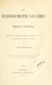 Cover of: Die Stadtgeschichte von Athen by Ernst Curtius