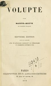 Cover of: Volupté. by Charles Augustin Sainte-Beuve