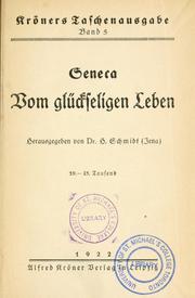 Cover of: Vom glückseligen Leben by Seneca the Younger, Seneca the Younger