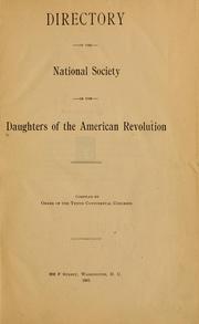 Cover of: Directory of the national society of the Daughters of the American revolution | Daughters of the American revolution