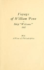 Cover of: Voyage of William Penn in ship "Welcome" 1682 by [by Henry Darrach].