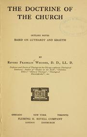 Cover of: The doctrine of the church by Revere Franklin Weidner