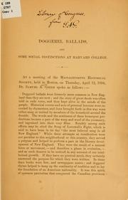 Doggerel ballads, and some social distinctions at Harvard college .. by Samuel A. Green