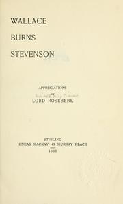 Cover of: Wallace, Burns, Stevenson
