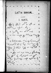 Cover of: Latin manual: mass.