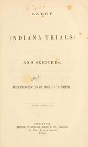 Cover of: Early Indiana trials and sketches.: Reminiscences