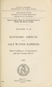 Economic aspects of a salt water barrier below confluence of Sacramento and San Joaquin Rivers