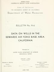 Cover of: Data on wells in the Edwards Air Force Base area, California: federal-state cooperative ground water investigations