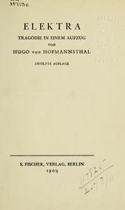 Cover of: Elektra by Hugo von Hofmannsthal