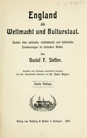 Cover of: England als Weltmacht und Kulturstaat