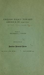 Cover of: English policy toward America in 1790-91.